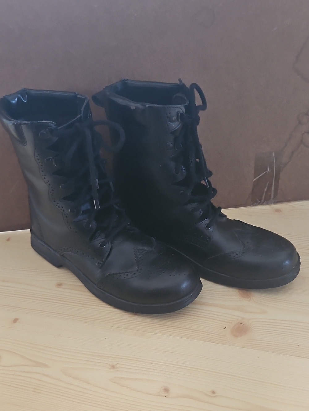Black Lace-Up Ghille Style Boots
